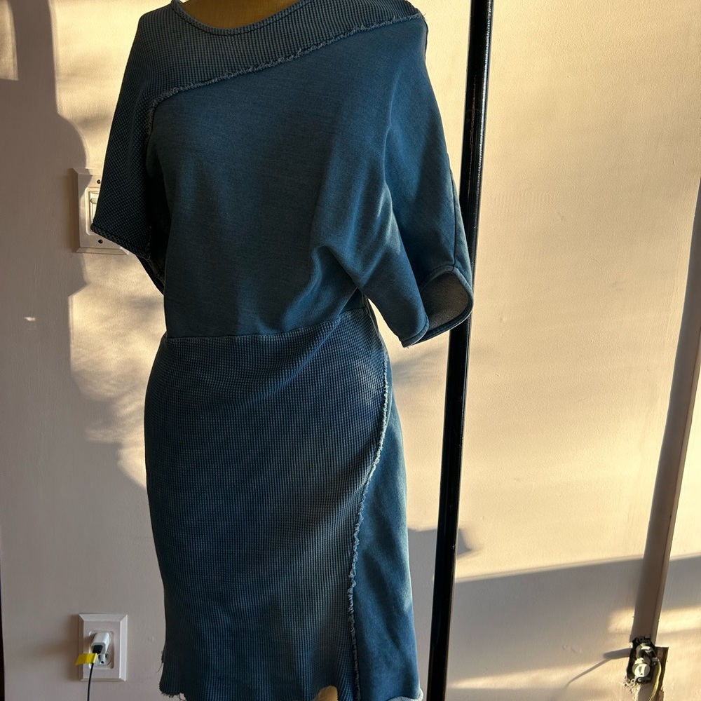 ATLEIN slouchy denim jersey asymmetric dress W40
